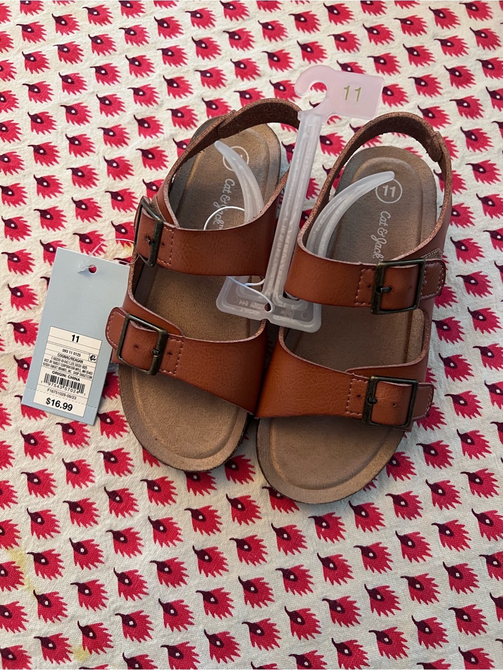 Cat & Jack Boys Brown Double Buckle Sandals – Size 11 – New With Tags